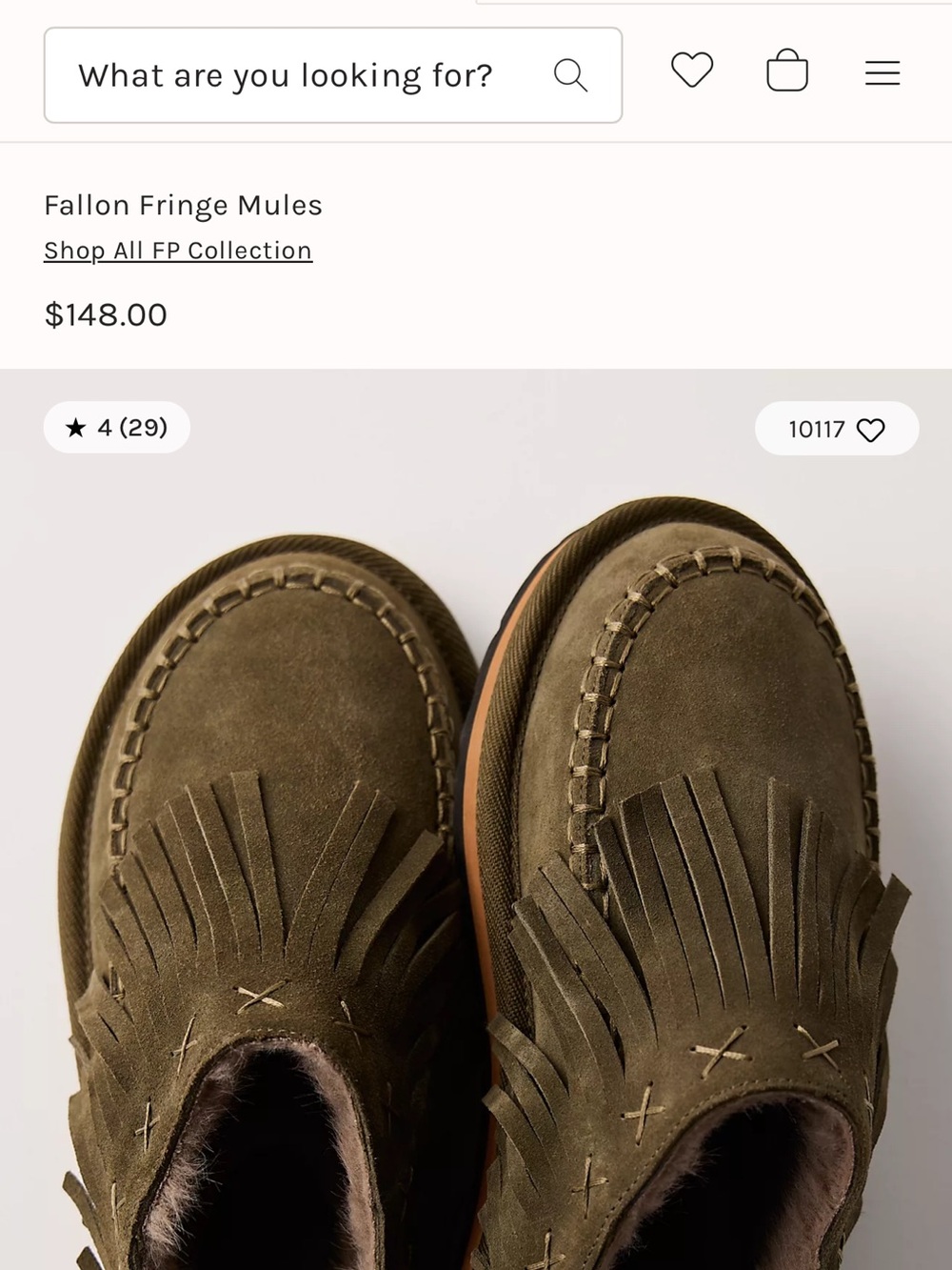Free People Olive Green Fallon Fringe Mules